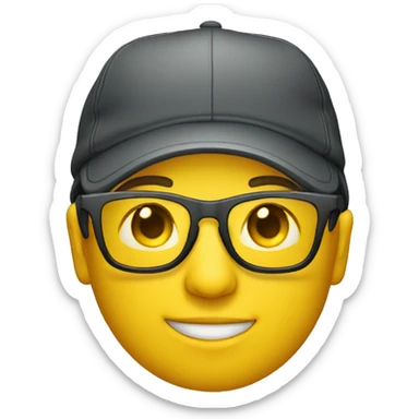 emoji of a person wearing a cap with glasses that are fitted with yellow lenses sticker
