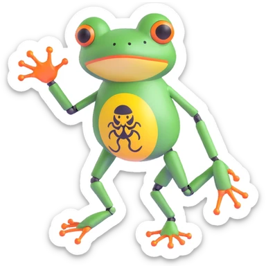 biohazard frog with robotic leg sticker