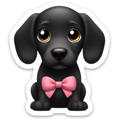 black sausage puppy with bow sticker