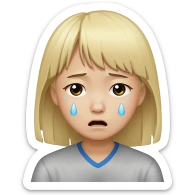 Make a wasian with blonde hair with bang cry over a boy sticker