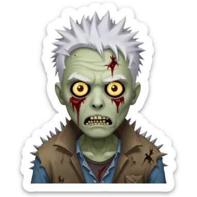 spiky white haired zombie sticker