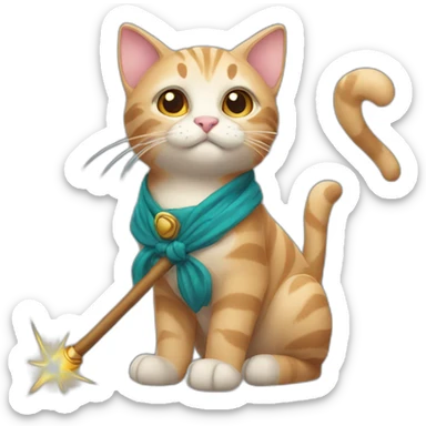 cat with wand sticker