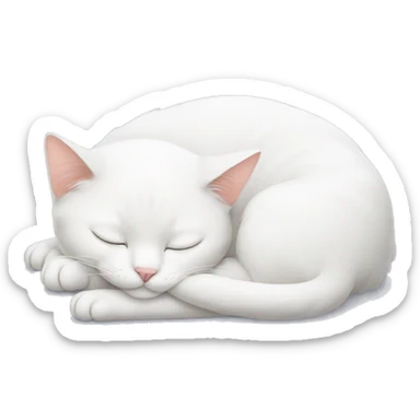 sleeping white cat sticker