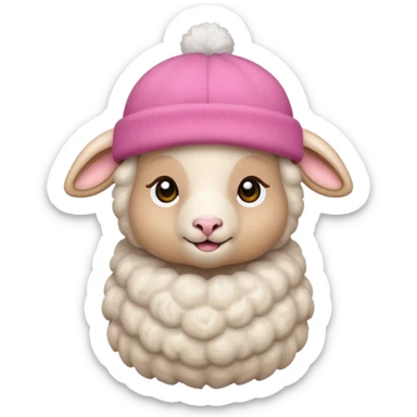 baby sheep with pink hat sticker