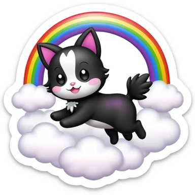 Kuromi flying on a rainbow sticker