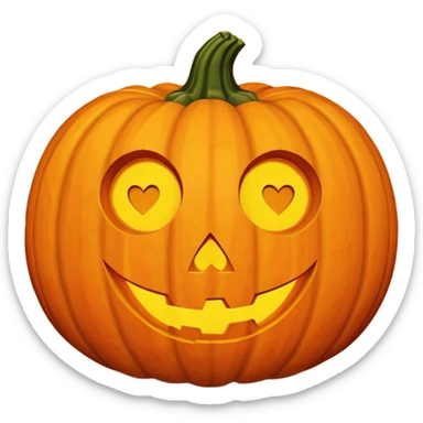 Halloween pumpkin heart eyes sticker
