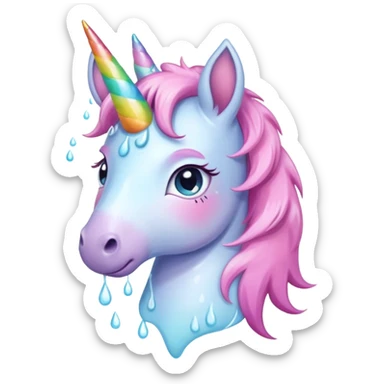 Funny preppy unicorn with bow crying sticker