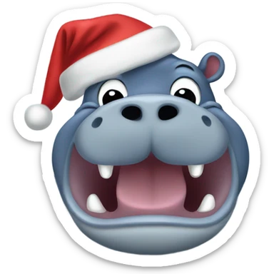 Christmas hippopotamus sticker