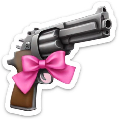 Gun with pink bow sticker