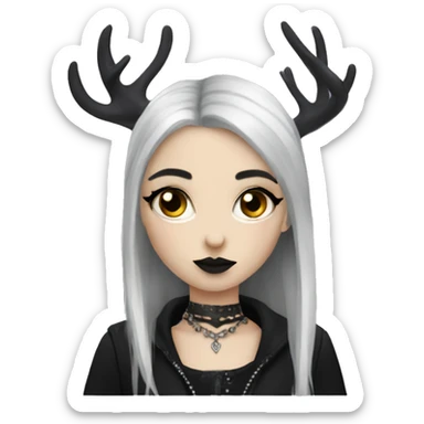 Goth deer girl sticker