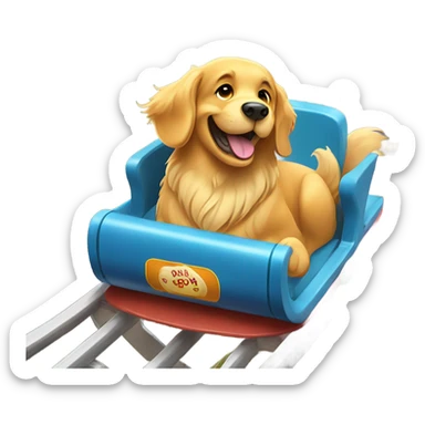 Golden retriever on a roller coaster sticker