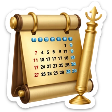 calendar icon with small clock and torah scroll sticker