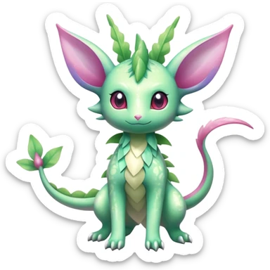Shiny Exotic Cute Adorable Majestic Ethereal Sparkly Flygon-Espeon-Meganium-Shaymin-Hybrid-Creature with pattern-markings sticker