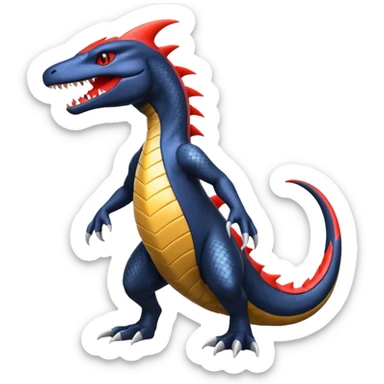Shiny Salandit-Garchomp-Quilava-Fakémon-hybrid-creature (full body)  sticker