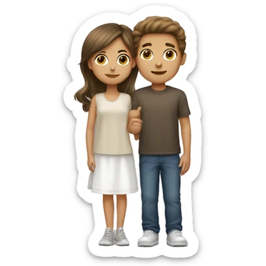 tall brunette boy kisses light brown hair color girl sticker
