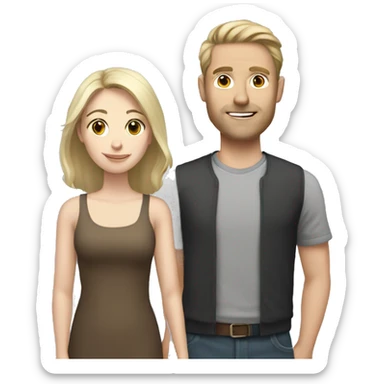 Pale brunette girl with pale blonde husband  sticker