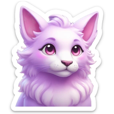 Kawaii cute gorgeous colorful bright light pastel lilac-pink-white-gradient fantasy ethereal anthro fursona animal creature sticker