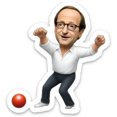 François Hollande qui fait une pétanque sticker