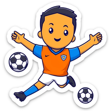 Soccer defender in blue jersey celebrating sticker
