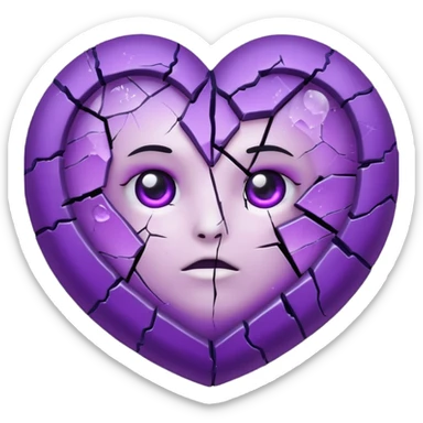 emo heart with full moon and purple glow sticker