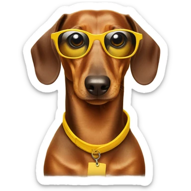 daschund wearing yellow sunglasses sticker