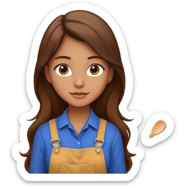 beautiful girl with long brown hair constructing new kitchen cabinets sticker