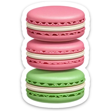 Macarons de colores, café, rosa, blanco y verde, sin plato sticker
