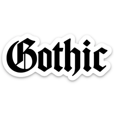 the word 'Gothic' in classic blackletter gothic calligraphy, only text, no decoration sticker