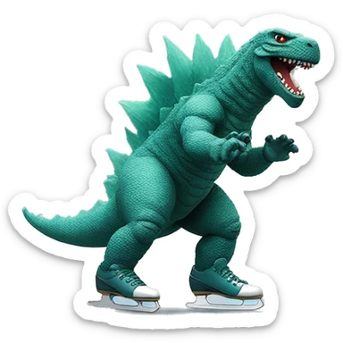 Godzilla figure skating sticker