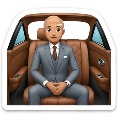 Balding graying indian guy in suit with a bentley sticker