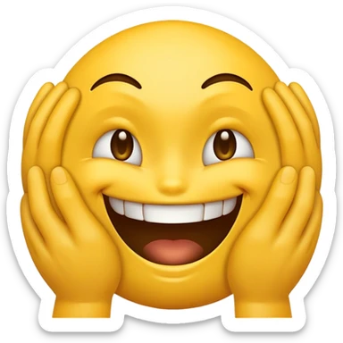 yellow emoji face with devious grin and hands rubbing together mischievously sticker