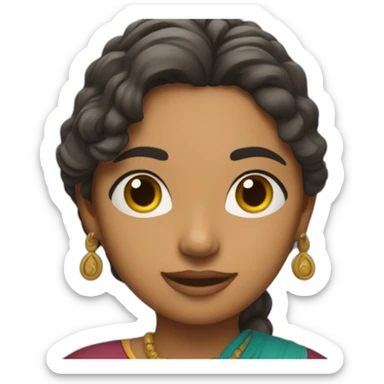 Indian woman with wavy hair and a folded skirt filming sticker