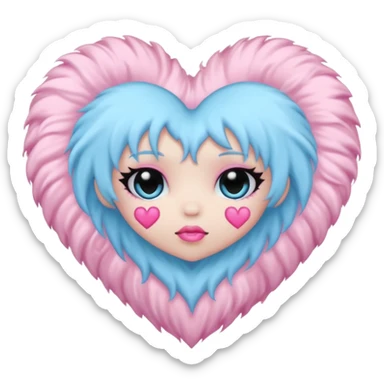 pastel goth heart with baby blue cross sticker