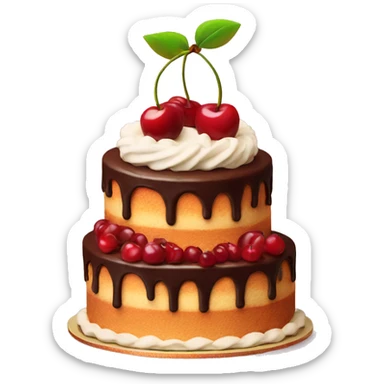 3 tier cake with cherry on top sticker