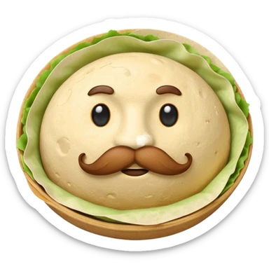 a fresh "Flying" flour tortilla football with a mustache sticker