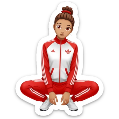 Red-striped Adidas tracksuit with a sporty design sticker