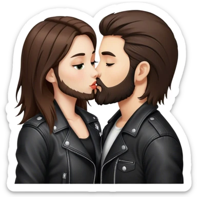 A rocker girl with kissing a brunette boy with a beard and leather jacket  sticker