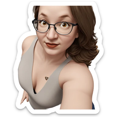 brown haired girl with glasses sticker