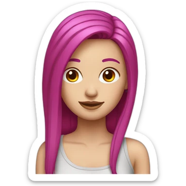 White girl with medium long straight magenta hair  sticker