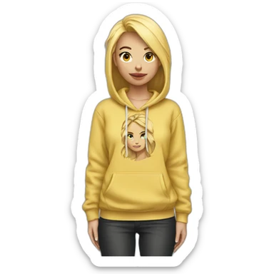 Blonde girl hoodie tied around her waist sticker