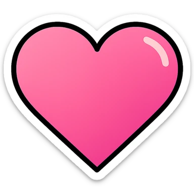 pink ombre heart icon, glossy finish, smooth color transition, stylish sticker