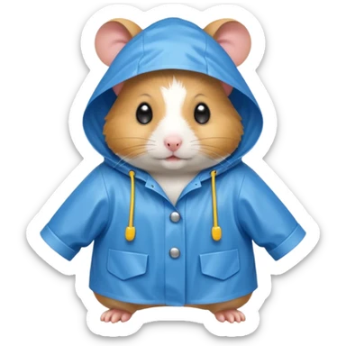 hamster wearing a raincoat sticker