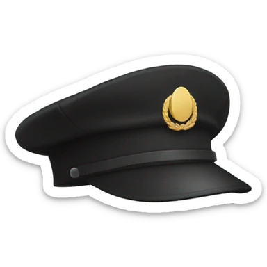 a black military cap hat sticker
