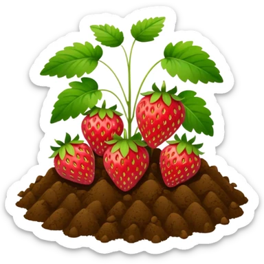 strawberry plant with ground sticker