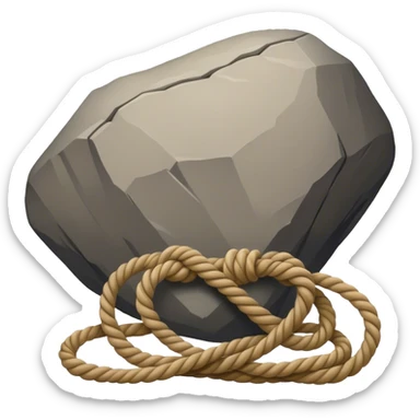 a rope around a boulder being pulled sticker