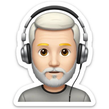black and silver hair with beard and headphones white skin male sticker