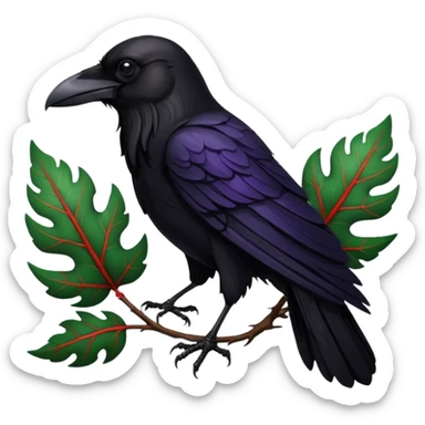 A raven holding a weirwood leaf sticker