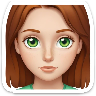 girl with brown hair green eyes and freckles sticker