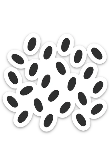 feci a palline leggermente allungate viste dall'alto sticker