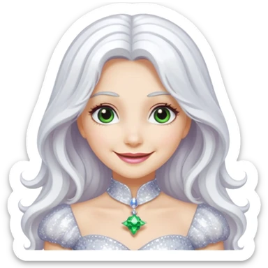 The Good Witch from Oz with long white hair, white sequin outfit sticker
